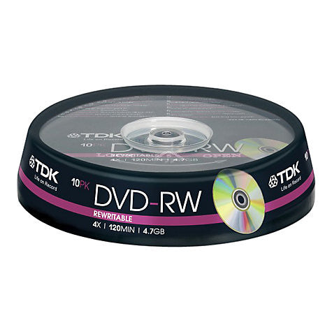 DVD réinscriptibles TDK T19525 DVD-RW, paquet de 10