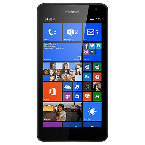 Microsoft Lumia 535 Smartphone, Windows Mobile, 5", 3G, SIM Free, 8GB, Black