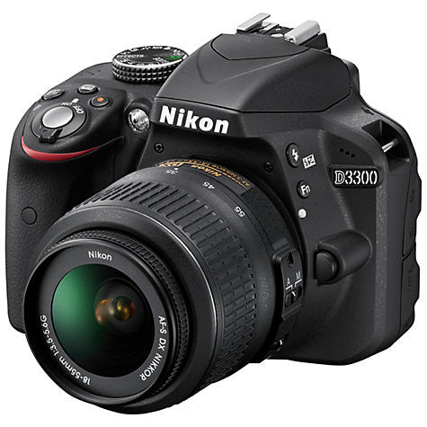 Nikon D3300 Appareil photo reflex numérique avec objectif 18-55 mm, HD 1080p, 24,2 MP, viseur optique, moniteur LCD 3", noir
