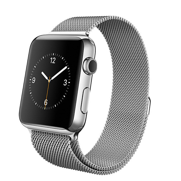 Apple Watch avec boîtier en acier inoxydable de 42 mm et bracelet milanais